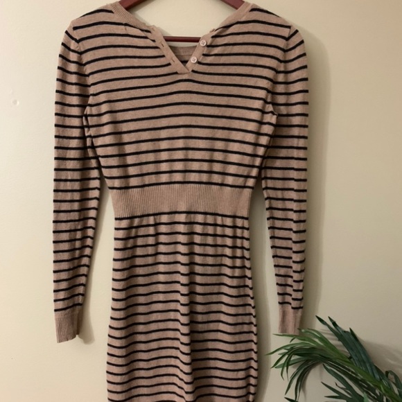 Old Navy Tan Black Stripe Sweater Dress - Picture 5 of 8